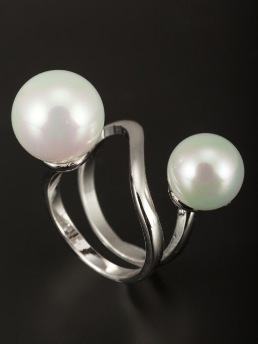 Tabora GODKI Luxury Women Wedding Dubai Platinum Plated Copper Pearl White Ring 0