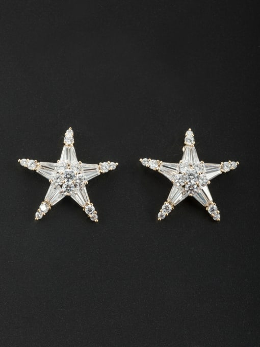 LB RAIDER Personalized Gold Plated White Star Zircon Studs stud Earring 0