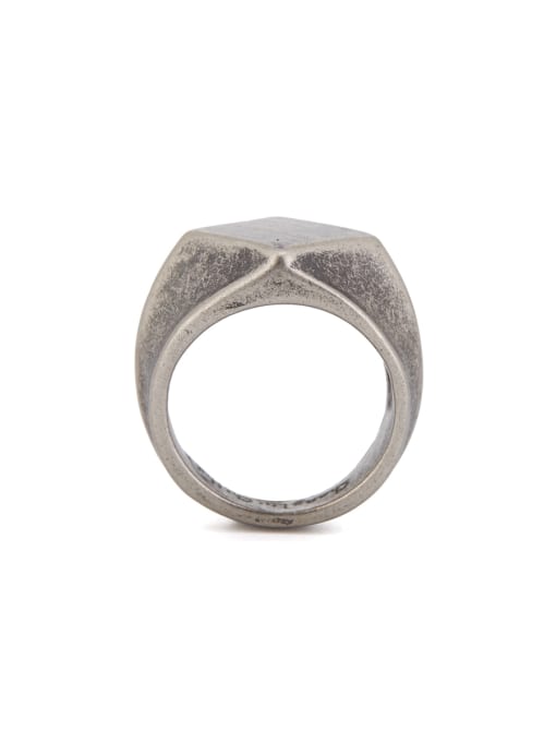 David Wa A Silver-Plated Titanium Stylish  Band Signet Ring Of Square 0