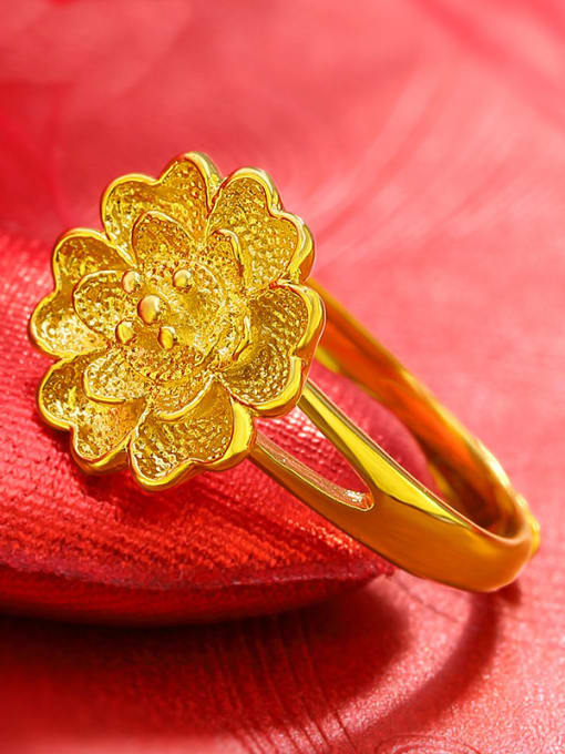 XP Copper Alloy 24K Gold Plated Classical Flower Statement Ring 1