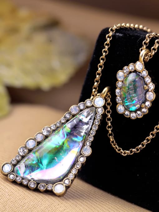 KM Irregular Artificial Stones Double Layer Alloy Necklace 2