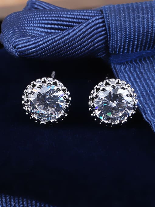 Qing Xing Color Crystal Crown  Quality Zircon stud Earring 1