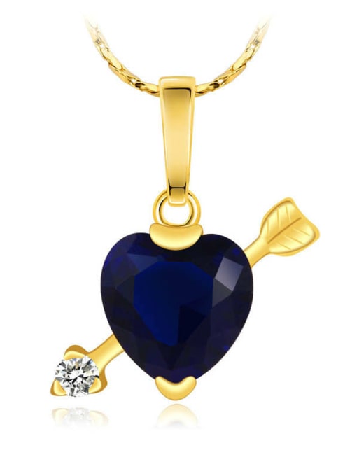 bule Copper 24K Gold Plated Creative Heart-shaped Zircon Necklace