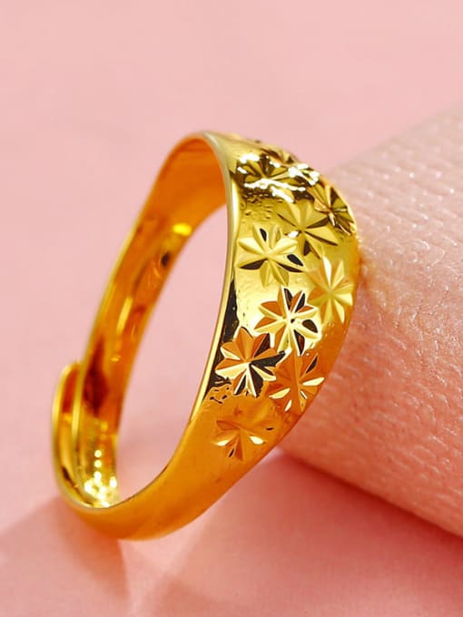 XP Copper Alloy 24K Gold Plated Vintage Flower opening Ring 1