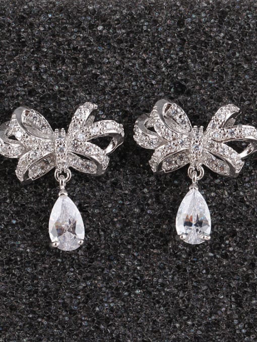 White 925 Sterling Silver Ear Needles Butterfly  Female Zircon Earearband rings