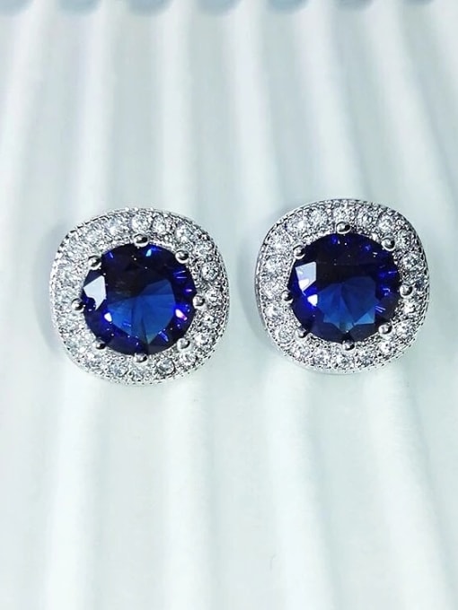Blue S925 Silver Needle AAA Grade Zircon Inlaid Tang Yan With The Earings