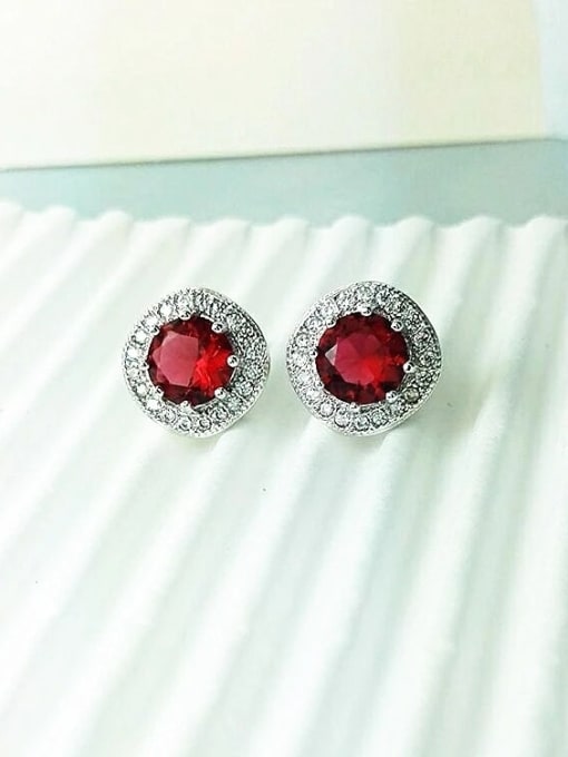 Red S925 Silver Needle AAA Grade Zircon Inlaid Tang Yan With The Earings
