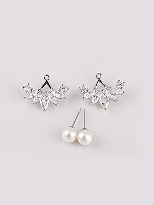 Qing Xing Hanging Pearls , AAA Zircon Korean Temperament Stud Cluster earring 0