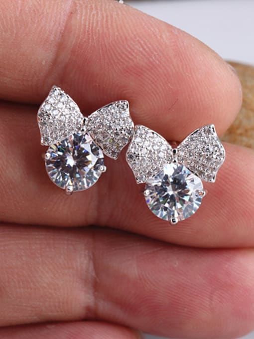 White S925 Silver Butterfly High-Grade Zircon Cluster earring