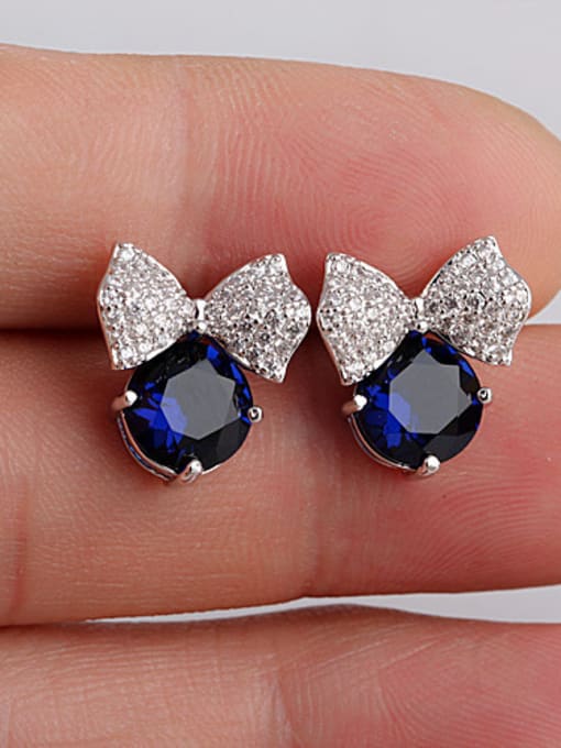 Blue S925 Silver Butterfly High-Grade Zircon Cluster earring