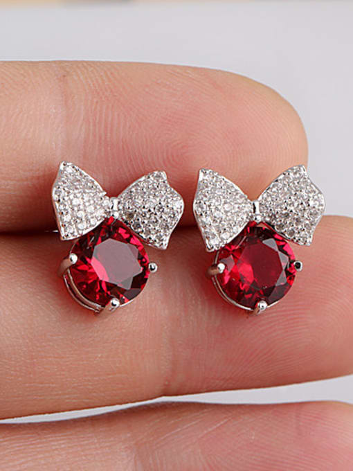 Red S925 Silver Butterfly High-Grade Zircon Cluster earring