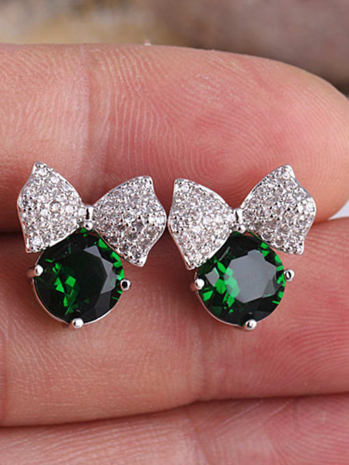 Green S925 Silver Butterfly High-Grade Zircon Cluster earring