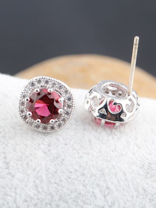 Qing Xing S925 Silver Needle AAA Grade Zircon Inlaid Tang Yan With The Earings 2
