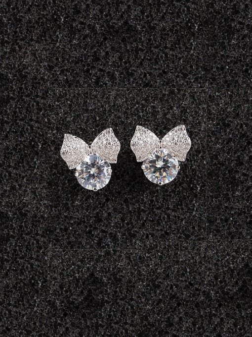 Qing Xing S925 Silver Butterfly High-Grade Zircon Cluster earring 0