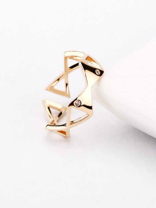 OUXI Luxury Geometric Shaped Adjustable Copper Ring 1
