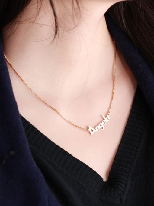 XP Copper Alloy White Gold Plated Simple style Letter Necklace 1
