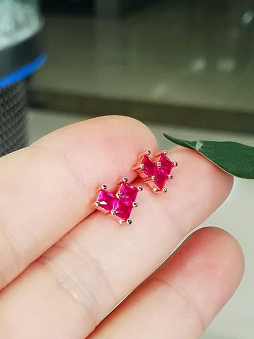 Qing Xing S925 red corundum love Sterling stud Earring 2
