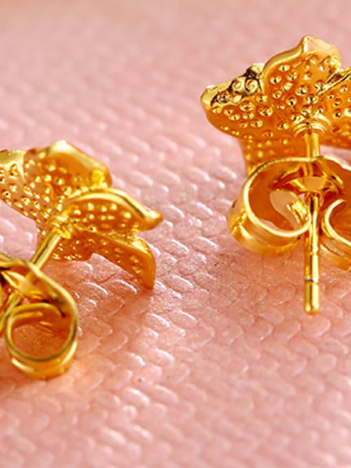 XP Copper Alloy 24K Gold Plated Classical Flower Wedding stud Earring 1