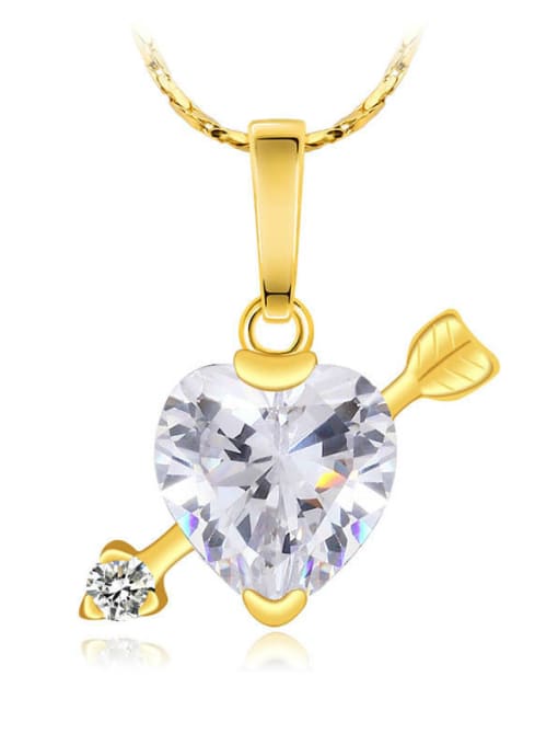White Copper 24K Gold Plated Creative Heart-shaped Zircon Necklace