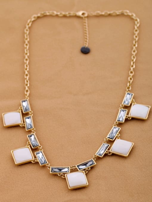 KM Square Stones Alloy Sweater Necklace 2