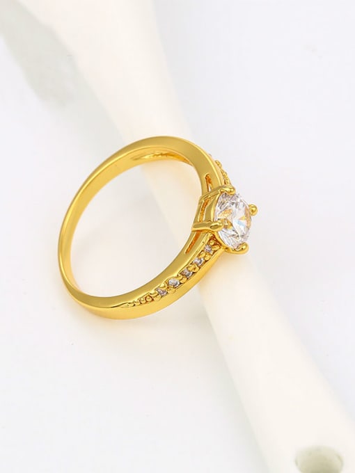 XP Copper Alloy 24K Gold Plated Simple Women Zircon Engagement Ring 2