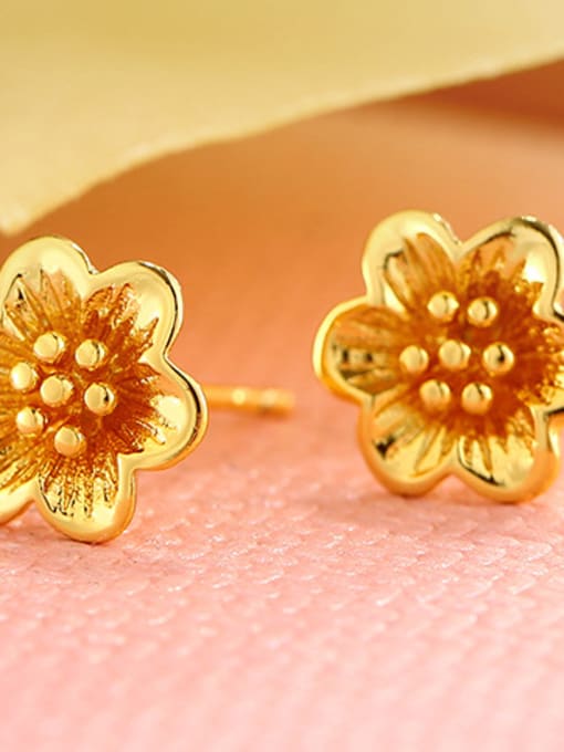 XP Copper Alloy 24K Gold Plated Classical Flower stud Earring 1