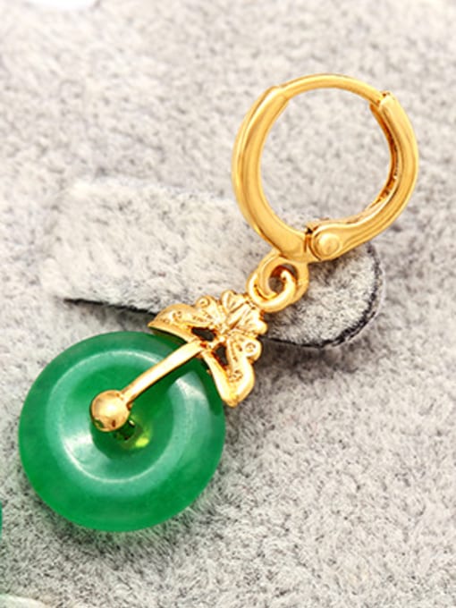 XP Copper Alloy 23K Gold Plated Fashion Jade drop earring 1