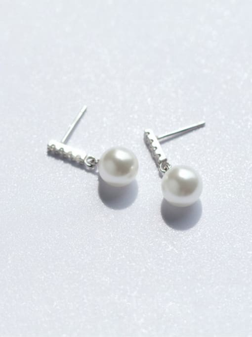 Rosh S925 Silver Shell Pearl Short drop earring With CZ 0
