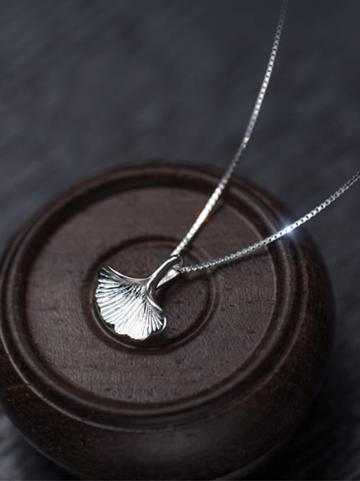Rosh S925 Silver Ginkgo Leaves Short Necklace 2