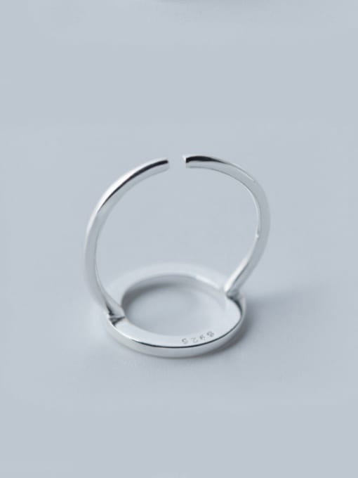 Rosh S925 Silve Simple Round Opening Signet Ring 2