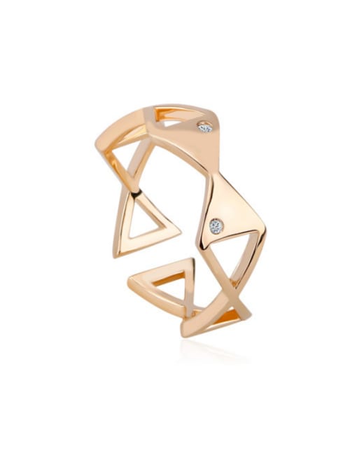 OUXI Luxury Geometric Shaped Adjustable Copper Ring