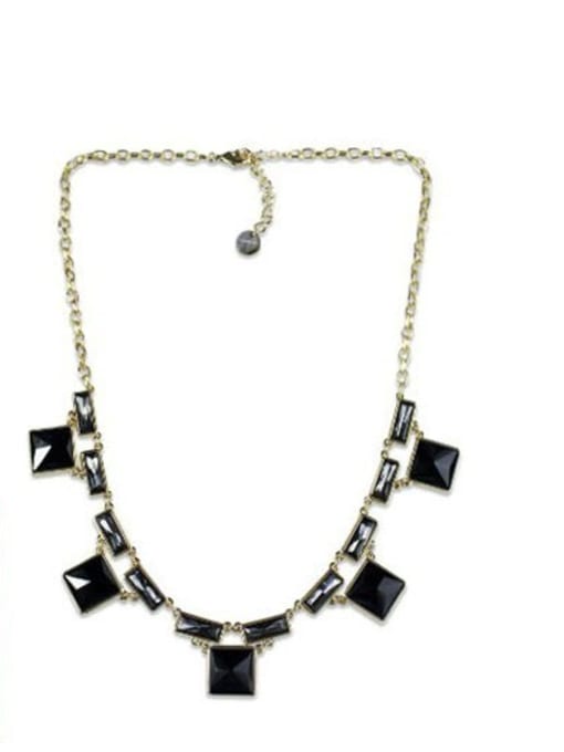 KM Square Stones Alloy Sweater Necklace 0