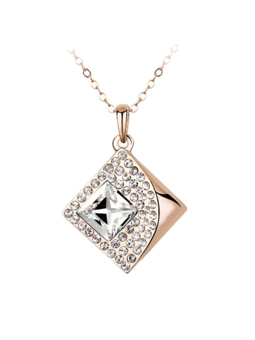 OUXI Simple Style Square Shaped Austria Crystal Necklace 2