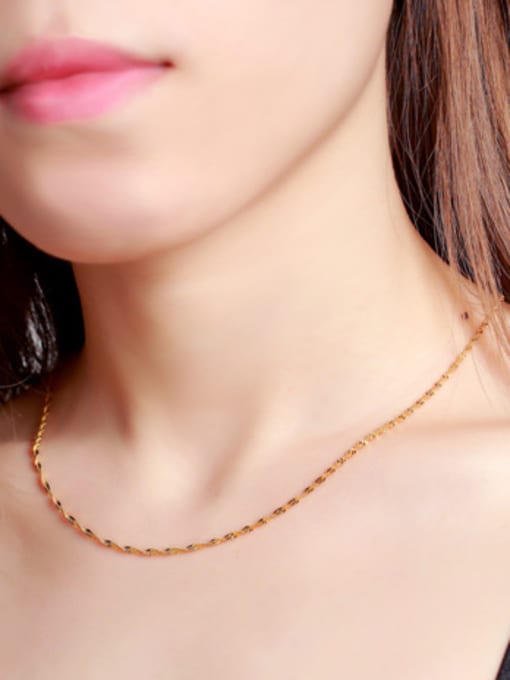 XP Copper Alloy 24K Gold Plated Simple Water Wave Necklace 1