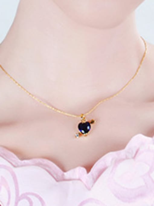 XP Copper 24K Gold Plated Creative Heart-shaped Zircon Necklace 1