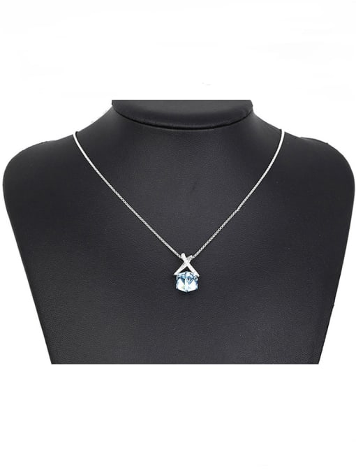 XP Copper White Gold Plated Cube-shaped Crystal Necklace 1