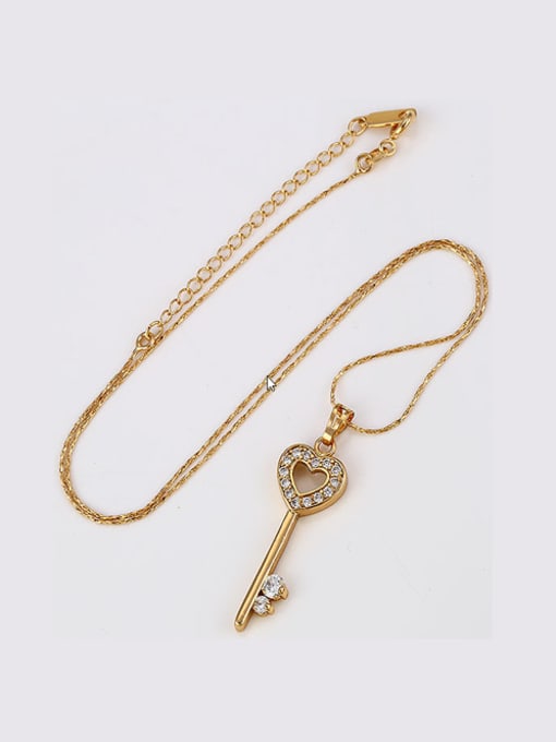XP Copper 18K Gold Plated Fashion Love Key Zircon Necklace 1