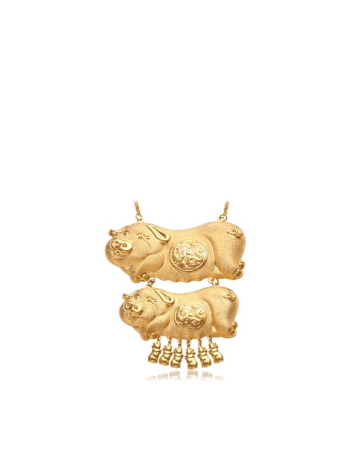 XP Copper 24K Gold Plated Noble Golden Pigs Necklace 0