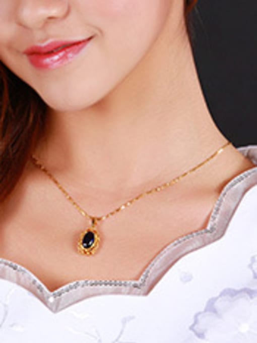 XP Copper 24K Gold Plated Retro Women Gemstone Necklace 1