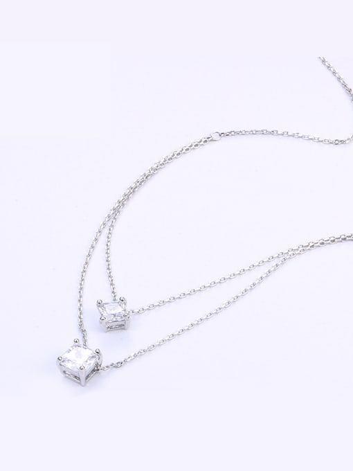 XP Copper Alloy White Gold Plated Multilayer Zircon Necklace 1
