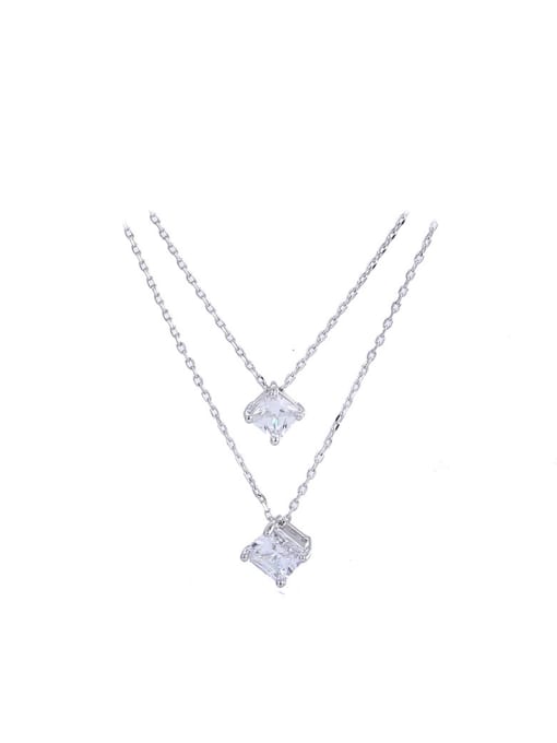 XP Copper Alloy White Gold Plated Multilayer Zircon Necklace 0
