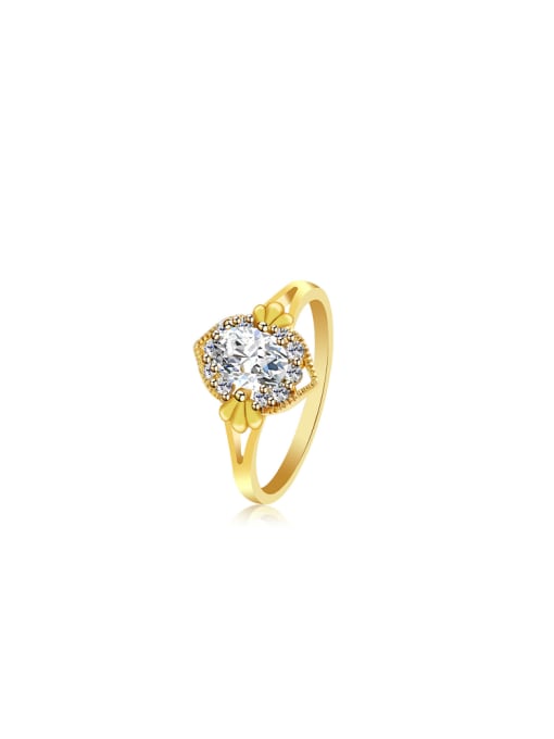 XP Copper Alloy 24K Gold Plated Classical Zircon Engagement Ring 0