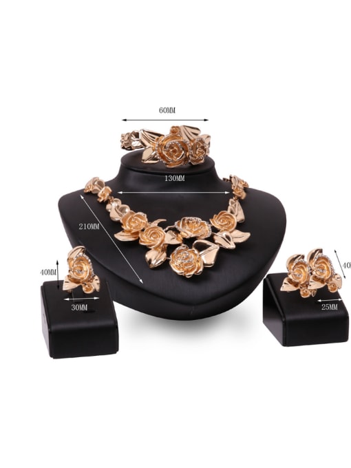 BESTIE 2018 Alloy Imitation-gold Plated Fashion Rhinestones Flower Four Pieces Jewelry Set 2