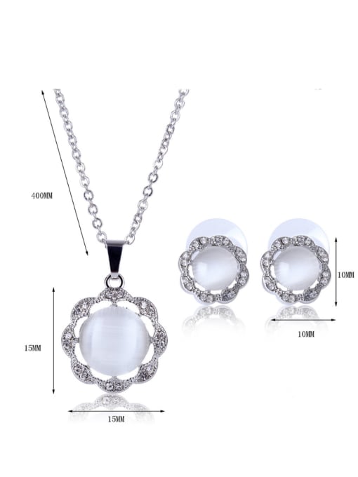 BESTIE Alloy White Gold Plated Fashion Artificial Pearl Flower-shaped Two Pieces Jewelry Set 2