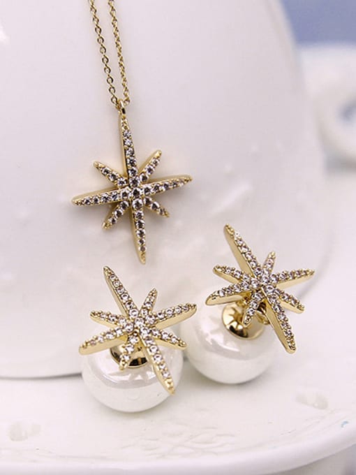 BESTIE Alloy Imitation-gold Plated Fashion Rhinestones Star-shaped Two Pieces Jewelry Set 1