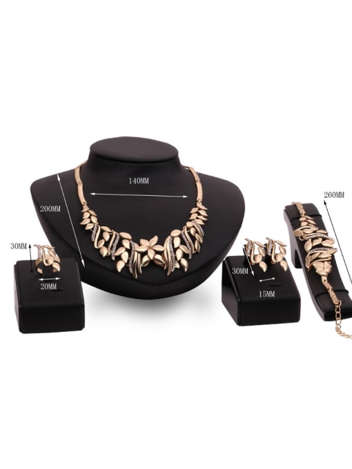 BESTIE Alloy Imitation-gold Plated Fashion Flower and Leaves Four Pieces Jewelry Set 2