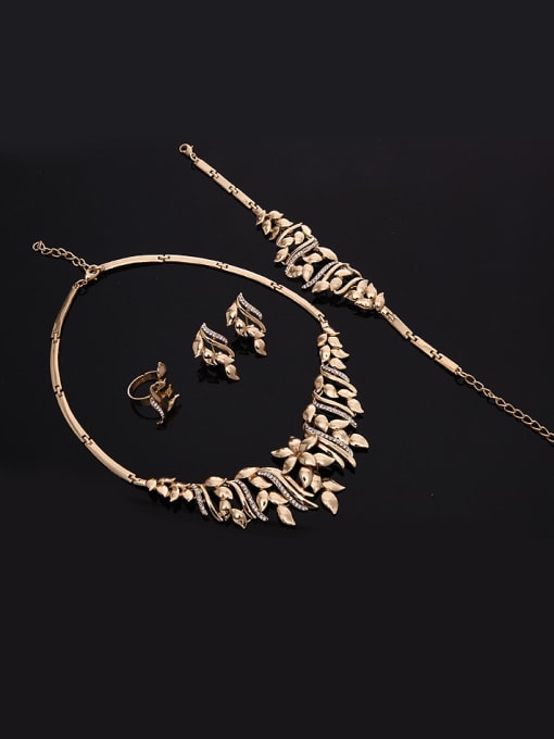 BESTIE Alloy Imitation-gold Plated Fashion Flower and Leaves Four Pieces Jewelry Set 1