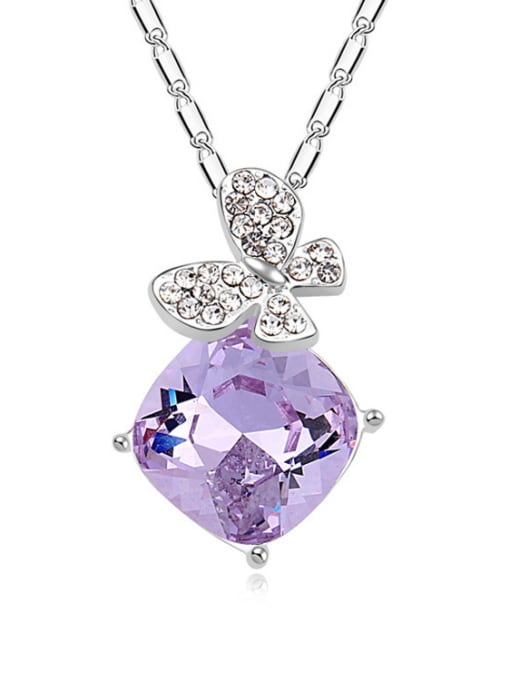 light purple Fashion austrian Crystals Butterfly Alloy Necklace