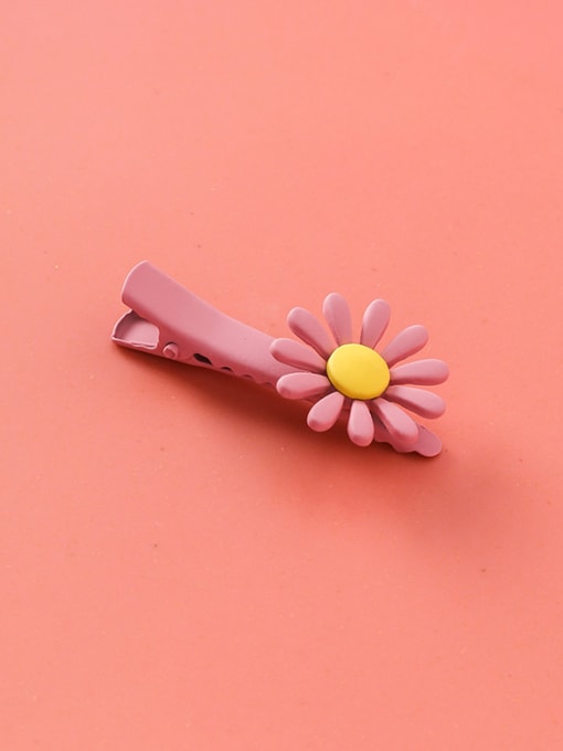 A Pink (Short) Alloy With Champagne Gold Plated Simplistic Flower  Frosted Candy Color Clip
