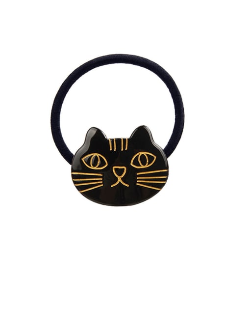 black Rubber Band With Cellulose Acetate Cute Cat Children Hair Ropes